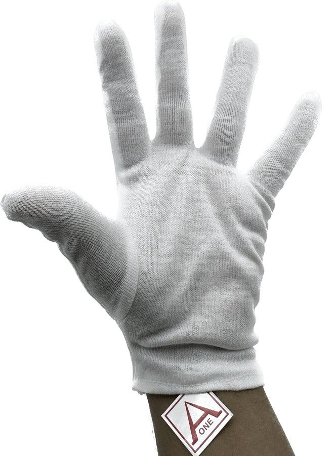 أون قفازات Aone القطنية الفاخرة، 12 زوجًا، مقاومة للبقع وبصمات الأصابع، مثالية لفحص الجودة والتعامل الآمن مع المجوهرات والماس والأحجار الكريمة، ومتاجر الساعات، وللسائقين، وللحماية من الشمس والغبار. - Image 3